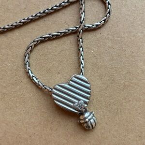 Brighton Balinese Silver Braided Heart Pendant Necklace